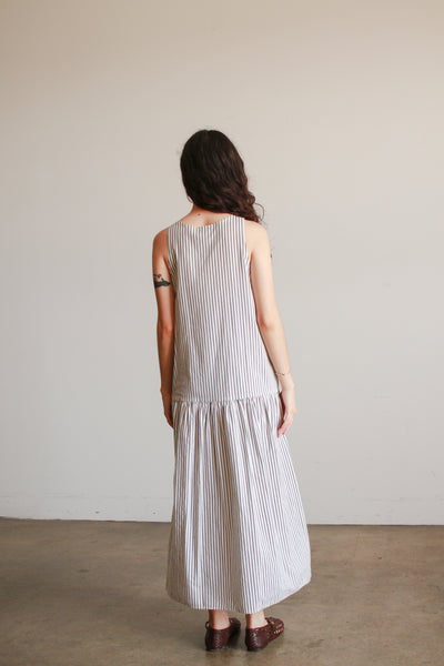 1980s Striped Cotton Dropwaist Tank Dress