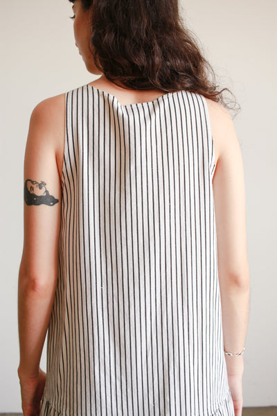 1980s Striped Cotton Dropwaist Tank Dress