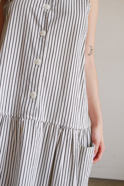 1980s Striped Cotton Dropwaist Tank Dress