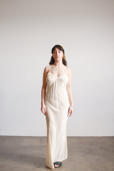 1930s Champagne Silk Bias Slip Dress