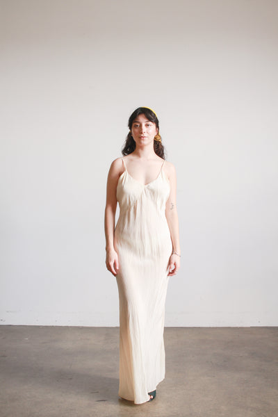 1930s Champagne Silk Bias Slip Dress