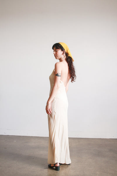 1930s Champagne Silk Bias Slip Dress