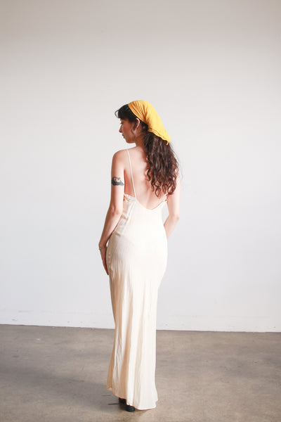 1930s Champagne Silk Bias Slip Dress