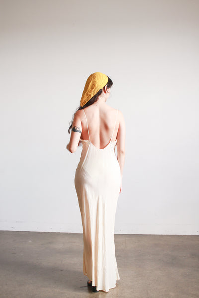 1930s Champagne Silk Bias Slip Dress