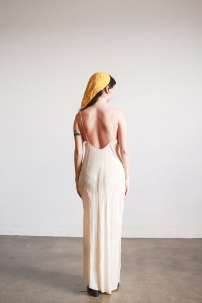 1930s Champagne Silk Bias Slip Dress