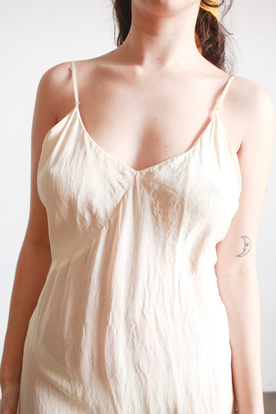 1930s Champagne Silk Bias Slip Dress