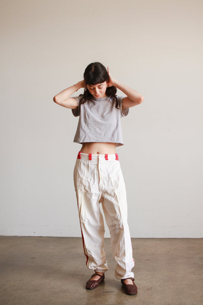 1940s Red Stripe Cotton Pants