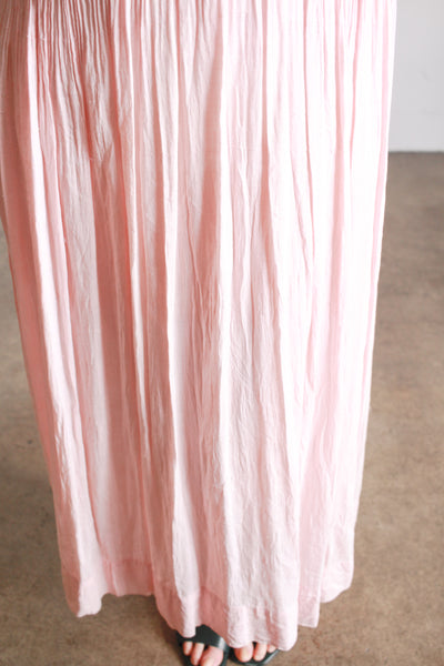 1910s Soft Pink Silk Crepe Smocked Dress