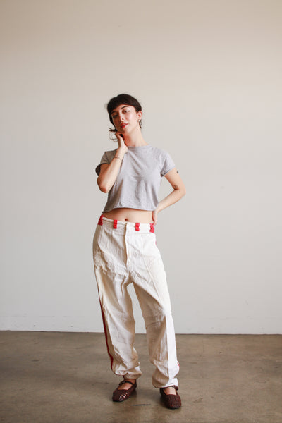 1940s Red Stripe Cotton Pants