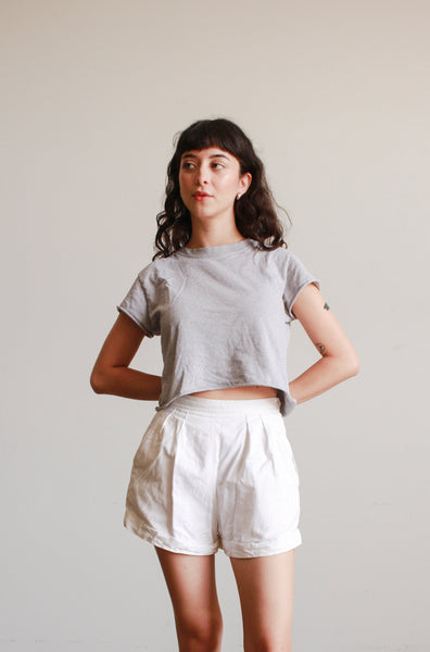 1950s White Cotton Pocket Highwaist Shorts