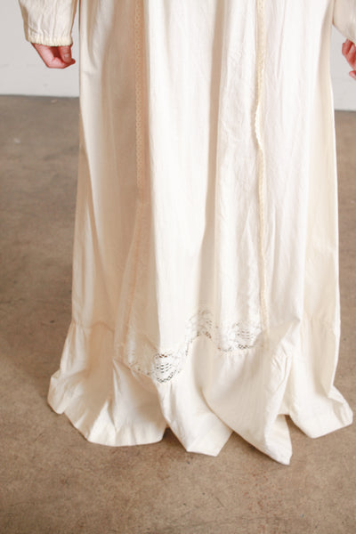 1970s Cream Boho Long Sleeve Dress