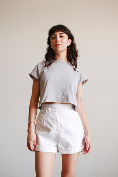 1950s White Cotton Pocket Highwaist Shorts