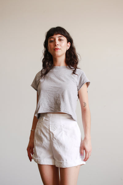 1950s White Cotton Pocket Highwaist Shorts