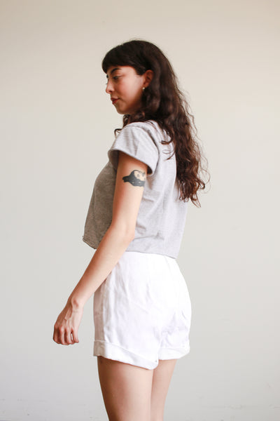 1950s White Cotton Pocket Highwaist Shorts