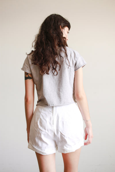 1950s White Cotton Pocket Highwaist Shorts