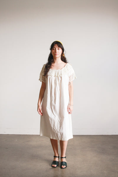 Antique White Crochet Trim Cotton Nightgown