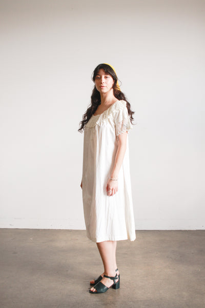 Antique White Crochet Trim Cotton Nightgown