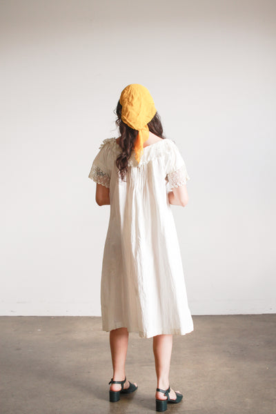 Antique White Crochet Trim Cotton Nightgown