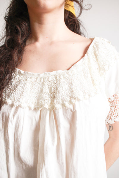 Antique White Crochet Trim Cotton Nightgown