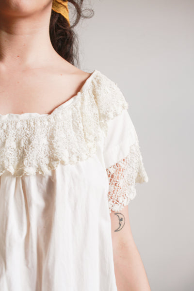 Antique White Crochet Trim Cotton Nightgown