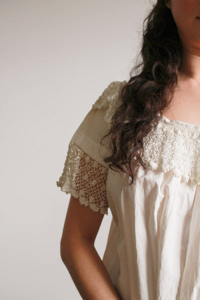 Antique White Crochet Trim Cotton Nightgown