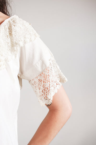 Antique White Crochet Trim Cotton Nightgown