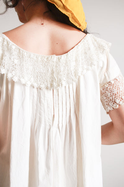 Antique White Crochet Trim Cotton Nightgown