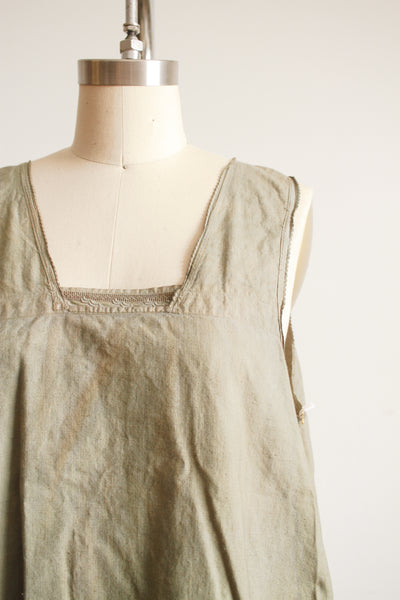 Antique Olive Dyed Cotton Dress M/L