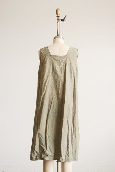 Antique Olive Dyed Cotton Dress M/L