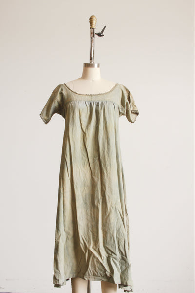Antique Olive Dyed Cotton Cap Sleeve Dress S/M