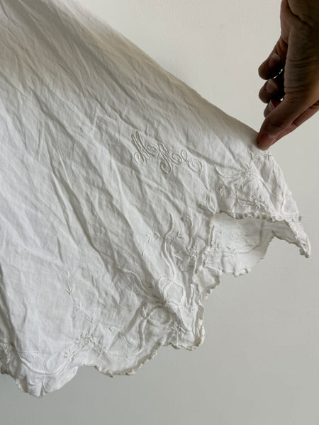 Antique Edwardian White Cotton Embroidered Camisole Romper