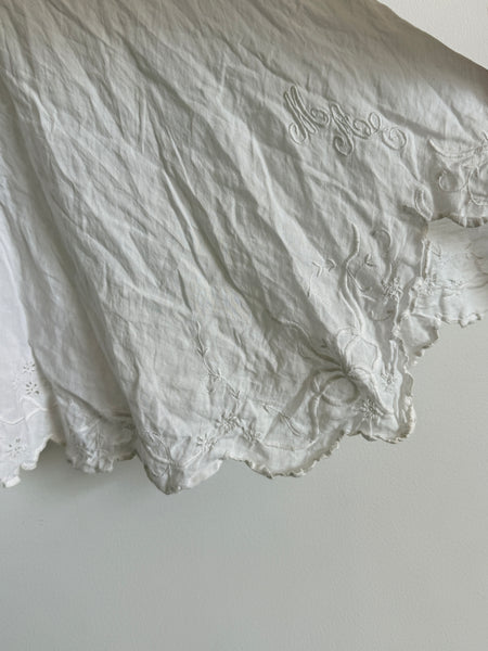 Antique Edwardian White Cotton Embroidered Camisole Romper