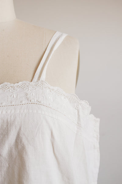 Antique White Cotton Tank Scallop Dress M/L
