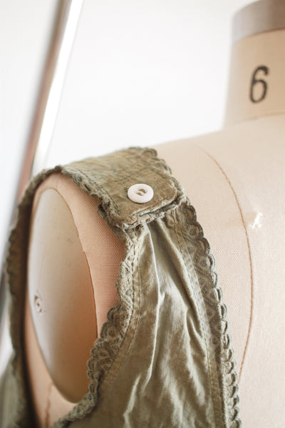 Antique Olive Dyed Scallop Dress M/L