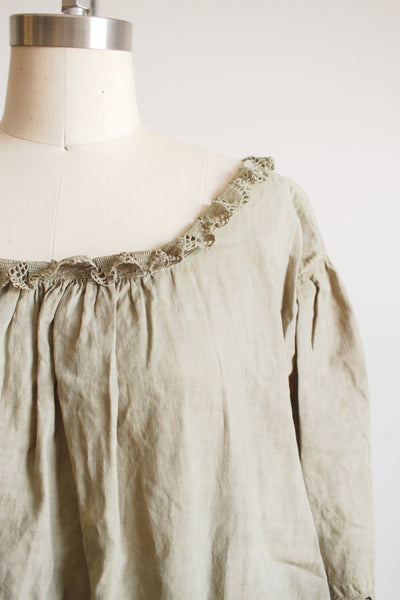Antique Olive Dyed Crochet Trim Dress M/L