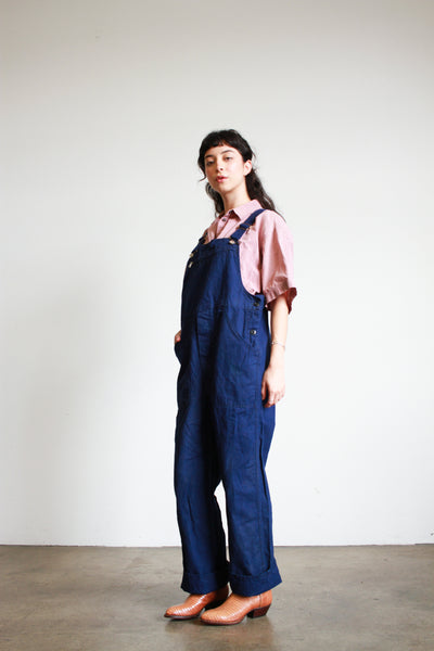 1970s French Navy Blue Twill Overalls