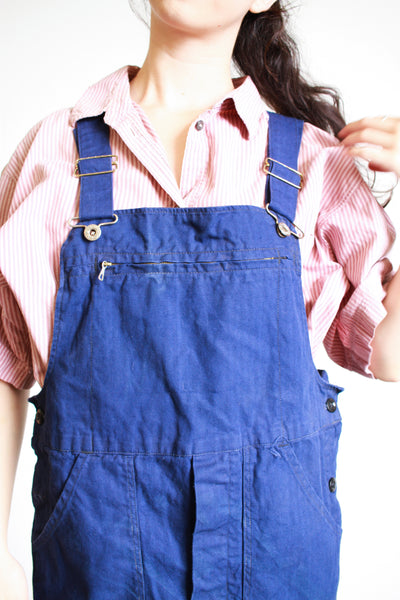 1970s French Navy Blue Twill Overalls