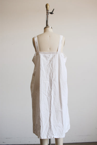Antique White Cotton Crochet Trim Dress L/XL