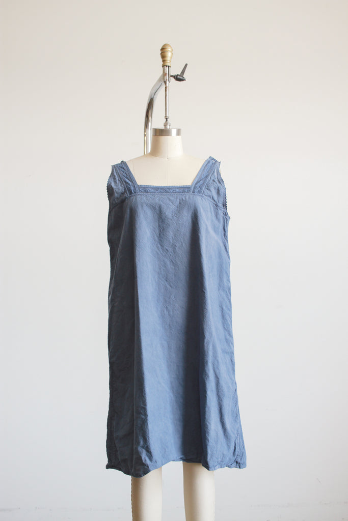 Antique Indigo Dyed Embroidered Dress M/L Blossom Vintage Antique Indigo Dyed Embroidered Dress M/L Blossom Vintage