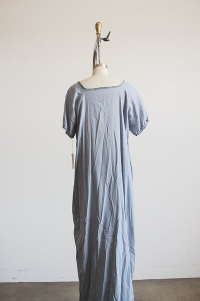 1920s Blue Dyed Embroidered Long Dress M/L