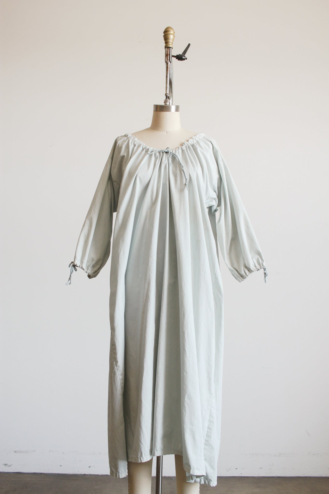 1960s Mint Dyed Cotton Smock Dress L/XL