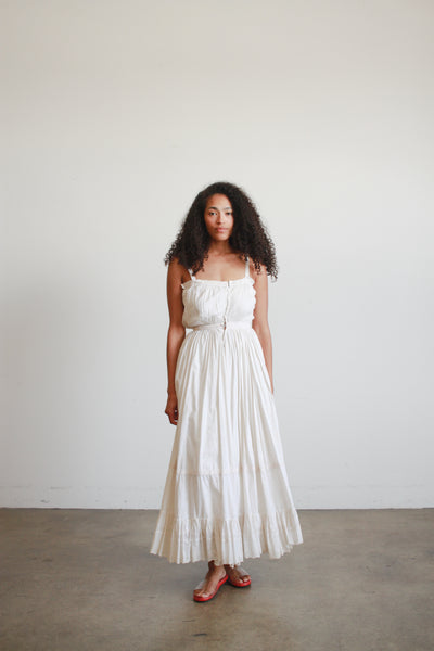 1960s Ecru Cotton Prairie Style Dress