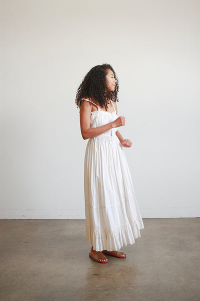 1960s Ecru Cotton Prairie Style Dress