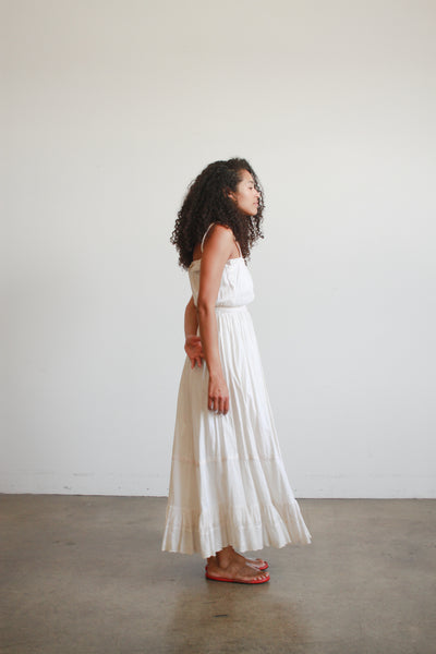1960s Ecru Cotton Prairie Style Dress