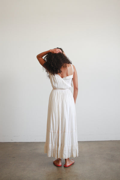1960s Ecru Cotton Prairie Style Dress
