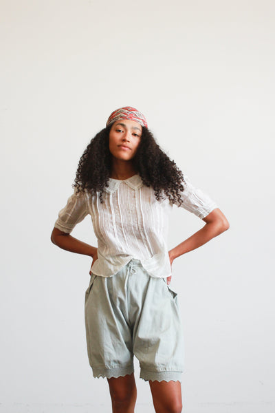 Edwardian Cotton Viole Capsleeve Blouse