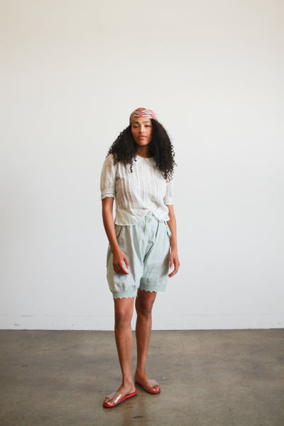 Edwardian Cotton Viole Capsleeve Blouse