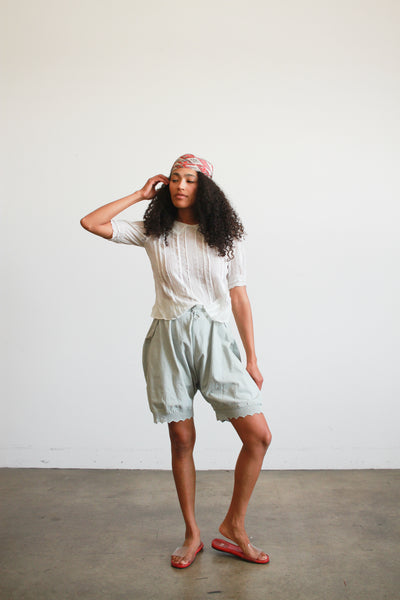 Edwardian Cotton Viole Capsleeve Blouse
