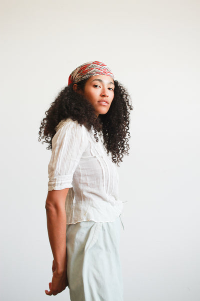 Edwardian Cotton Viole Capsleeve Blouse