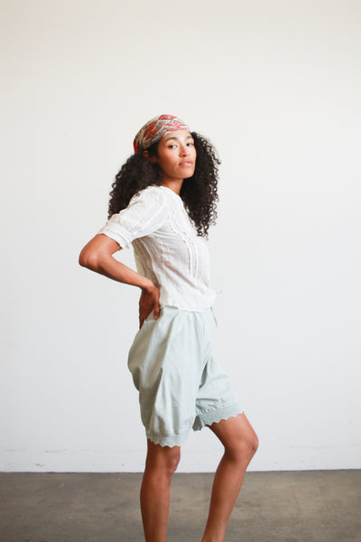 Edwardian Cotton Viole Capsleeve Blouse